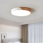 Modern Round LED Ceiling Lamp with Wooden Accent