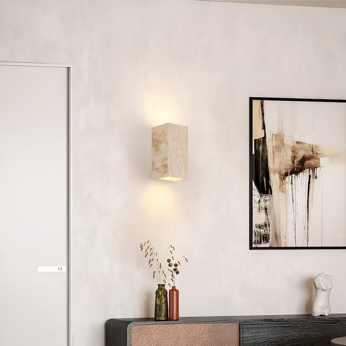 Travertine Stone Minimalist Outdoor LED Wall Light