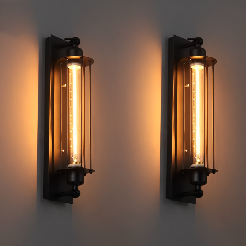 Retro Industrial Edison Long Flute Glass Wall Light