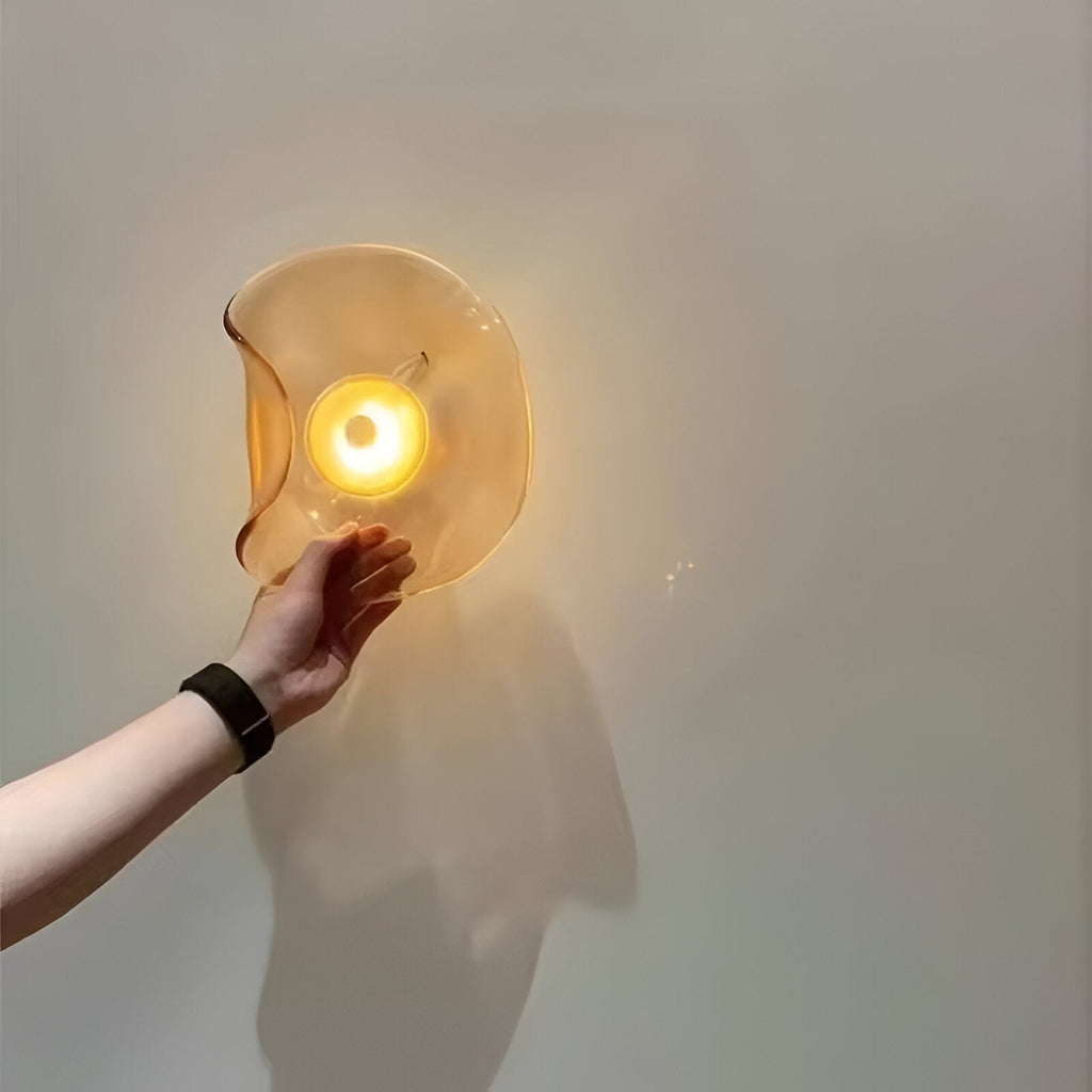 Nordic Curved Glass Japandi Style Glass LED Wall Light