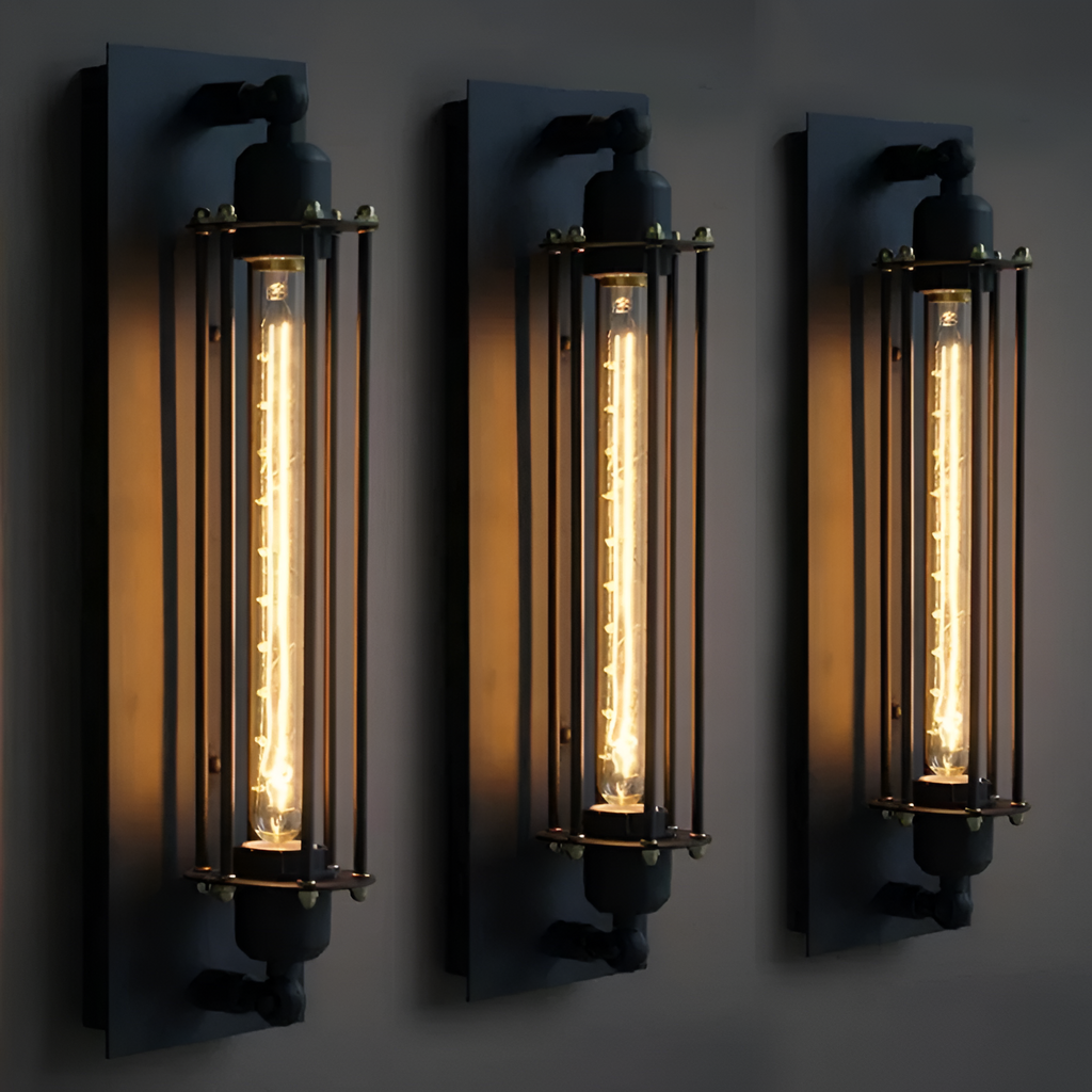 Retro Industrial Edison Long Flute Glass Wall Light