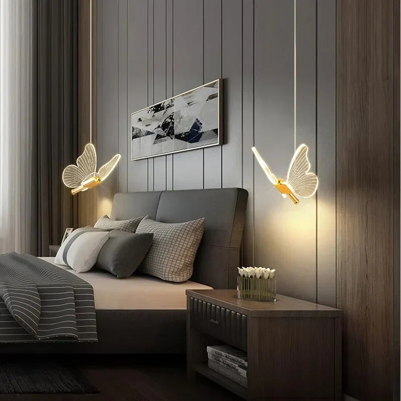 LED Pendant Lamp in the Shape of a Butterfly – Designer Lighting for Bedrooms and Living Rooms