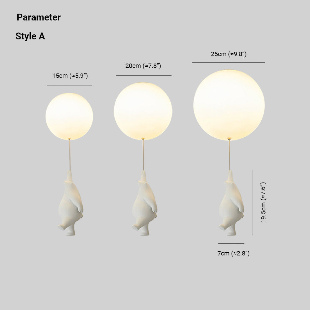 Aria Ceiling Light Bear Balloons White Metal/Acrylic Bedroom