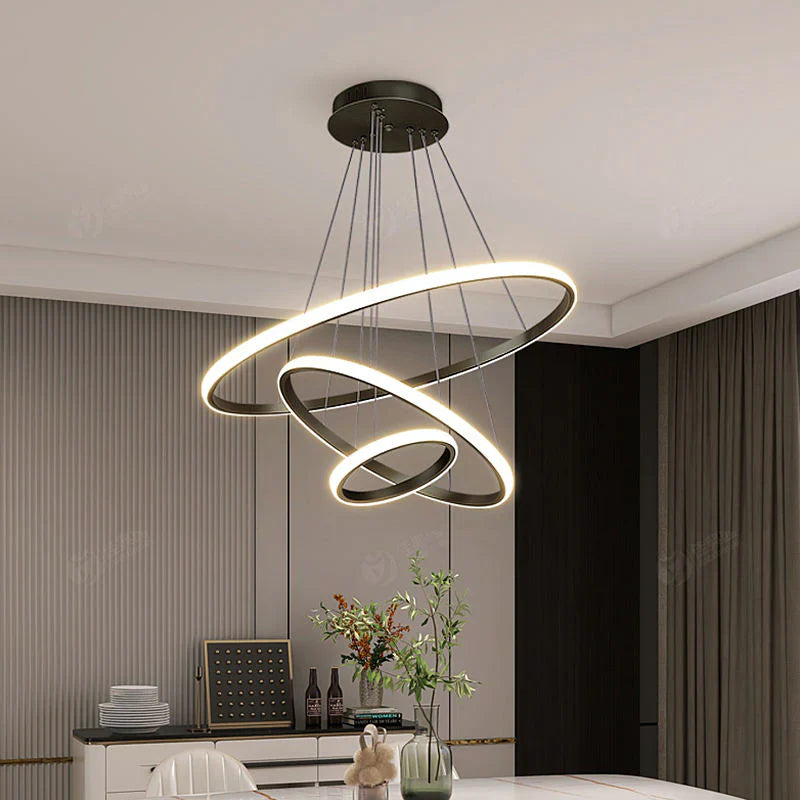 Designer LED Pendant Lamp Chandelier – Modern 3D Ring Form