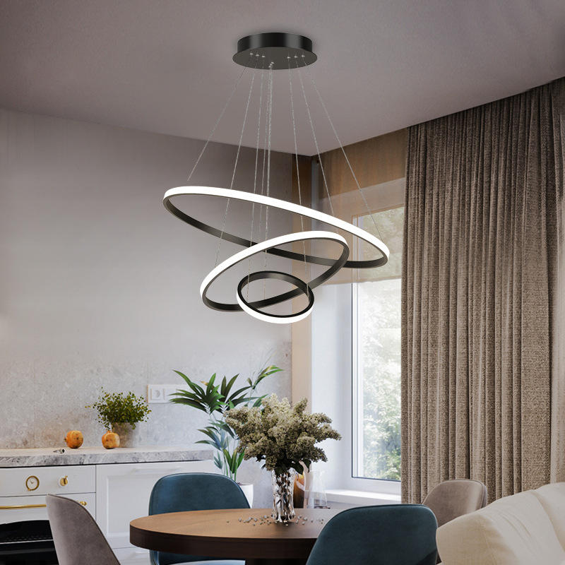 Designer LED Pendant Lamp Chandelier – Modern 3D Ring Form