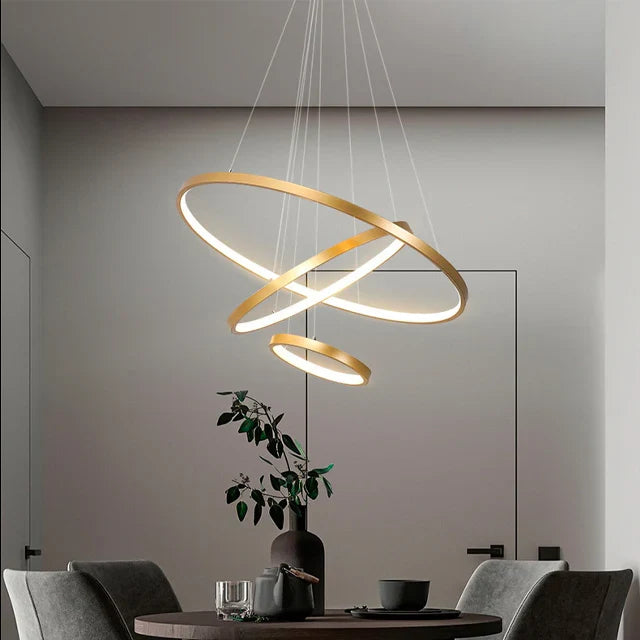 Designer LED Pendant Lamp Chandelier – Modern 3D Ring Form