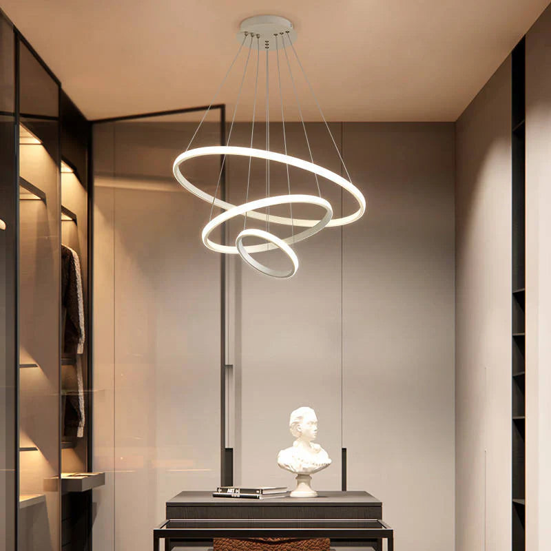 Designer LED Pendant Lamp Chandelier – Modern 3D Ring Form