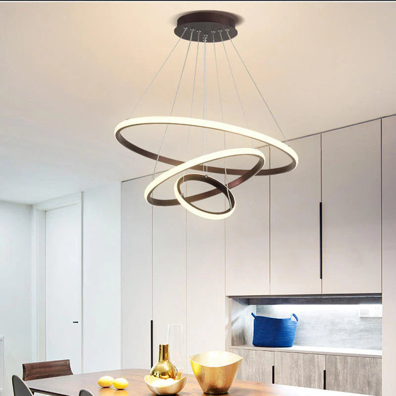 Designer LED Pendant Lamp Chandelier – Modern 3D Ring Form
