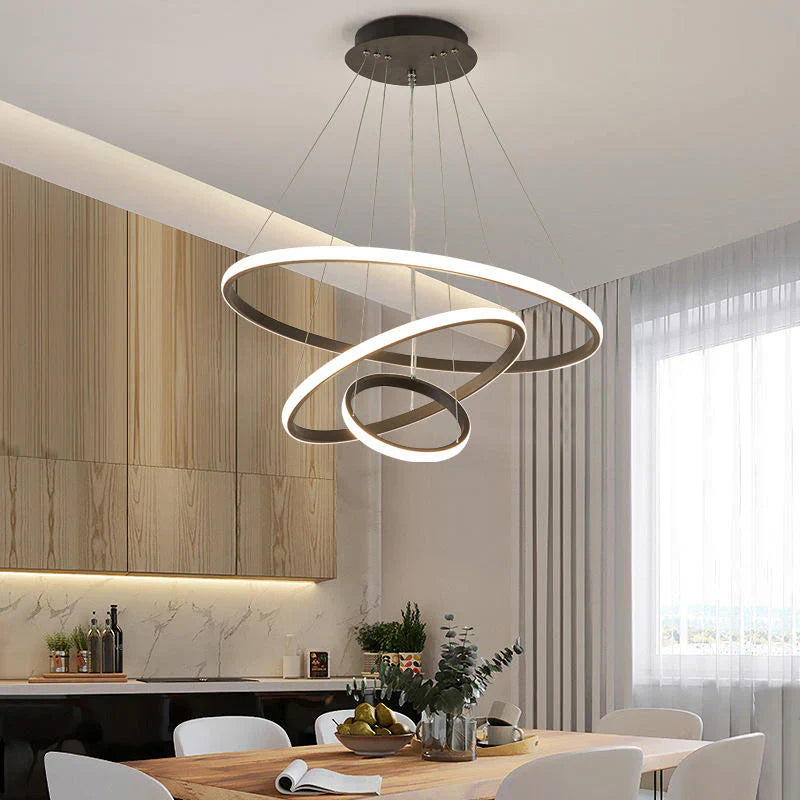 Designer LED Pendant Lamp Chandelier – Modern 3D Ring Form