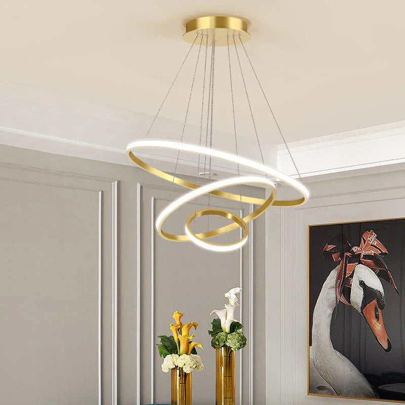 Designer LED Pendant Lamp Chandelier – Modern 3D Ring Form