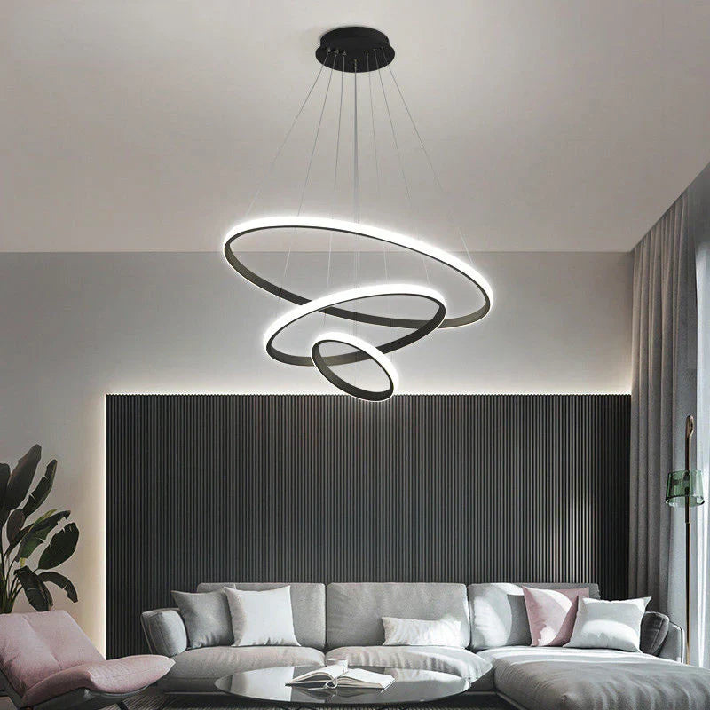 Designer LED Pendant Lamp Chandelier – Modern 3D Ring Form