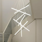 Minimalist Strip Stepless Dimming LED White Modern Chandelier