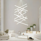 Minimalist Strip Stepless Dimming LED White Modern Chandelier