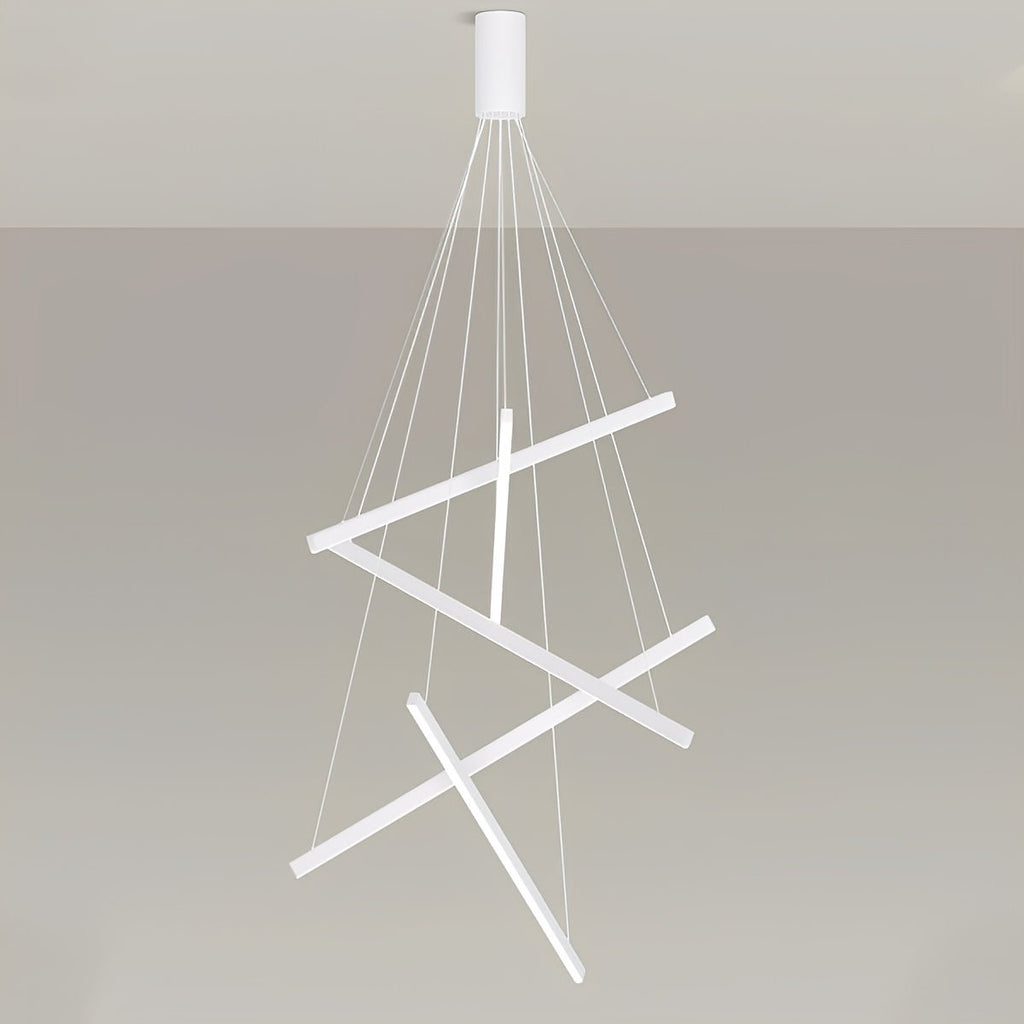 Minimalist Strip Stepless Dimming LED White Modern Chandelier