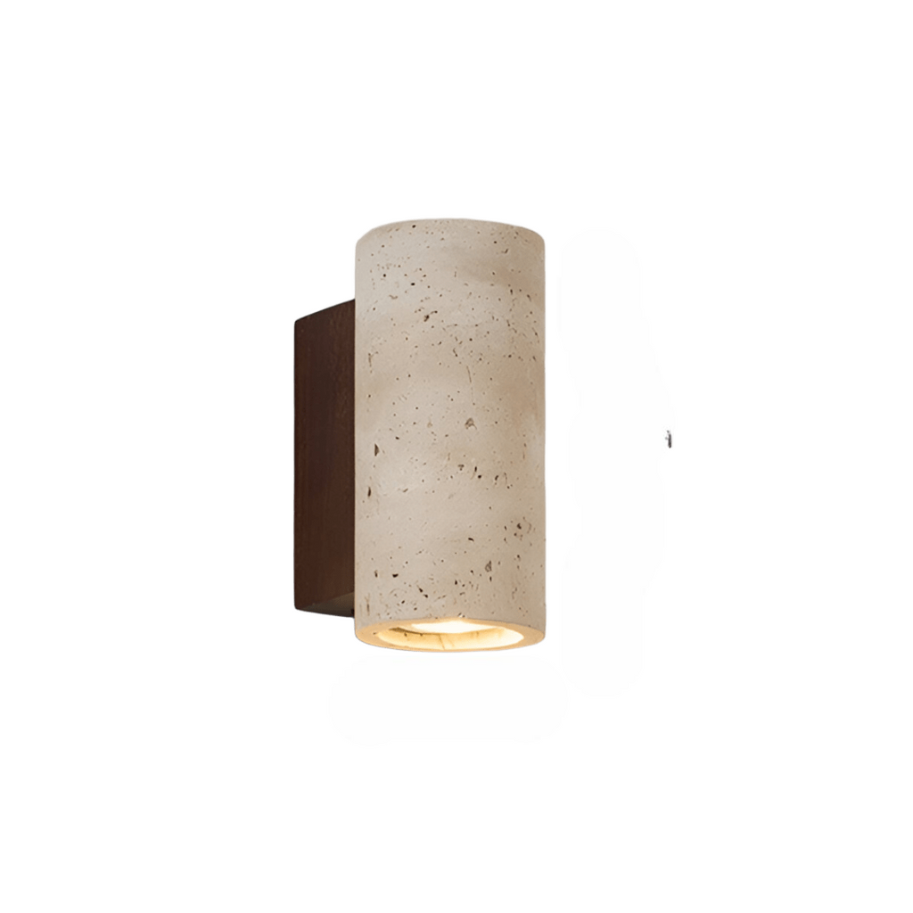 Japandi Tube Travertine Stone Minimalist Wall Light