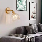 Retro wall lamp in the shape of a tulip flower – wall sconce with glass shade and gold finish
