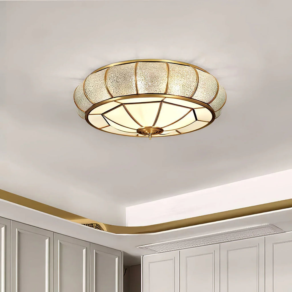 Classic Retro Style Ceiling Lamp with Glass and Brass