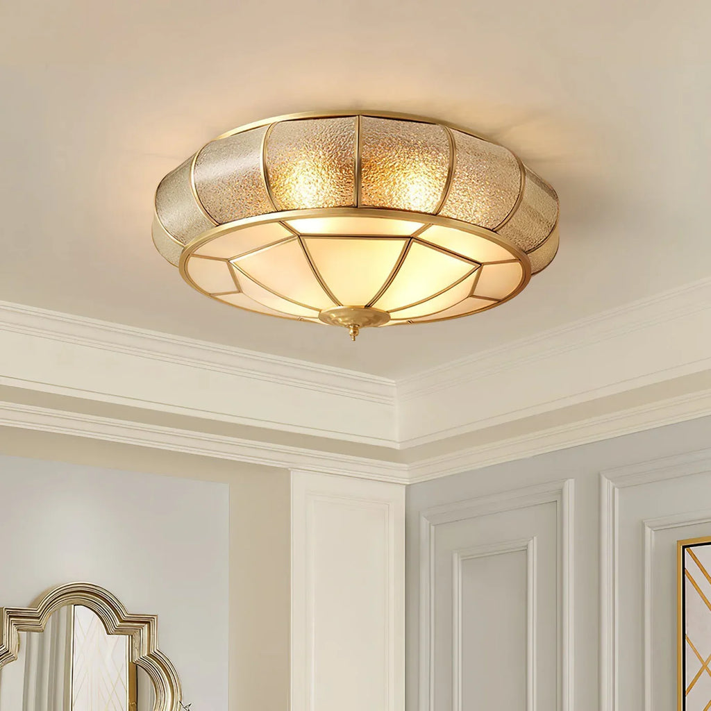 Classic Retro Style Ceiling Lamp with Glass and Brass