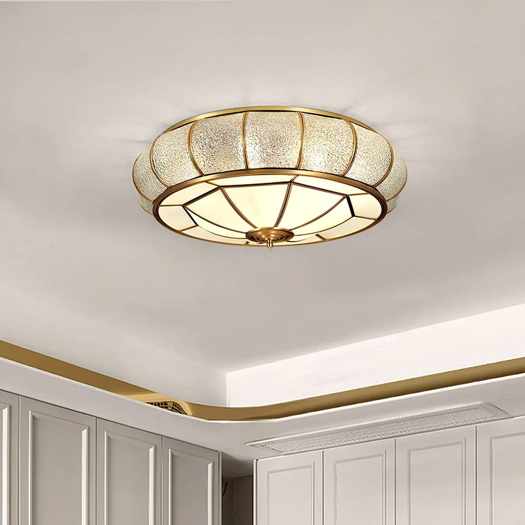 Classic Retro Style Ceiling Lamp with Glass and Brass