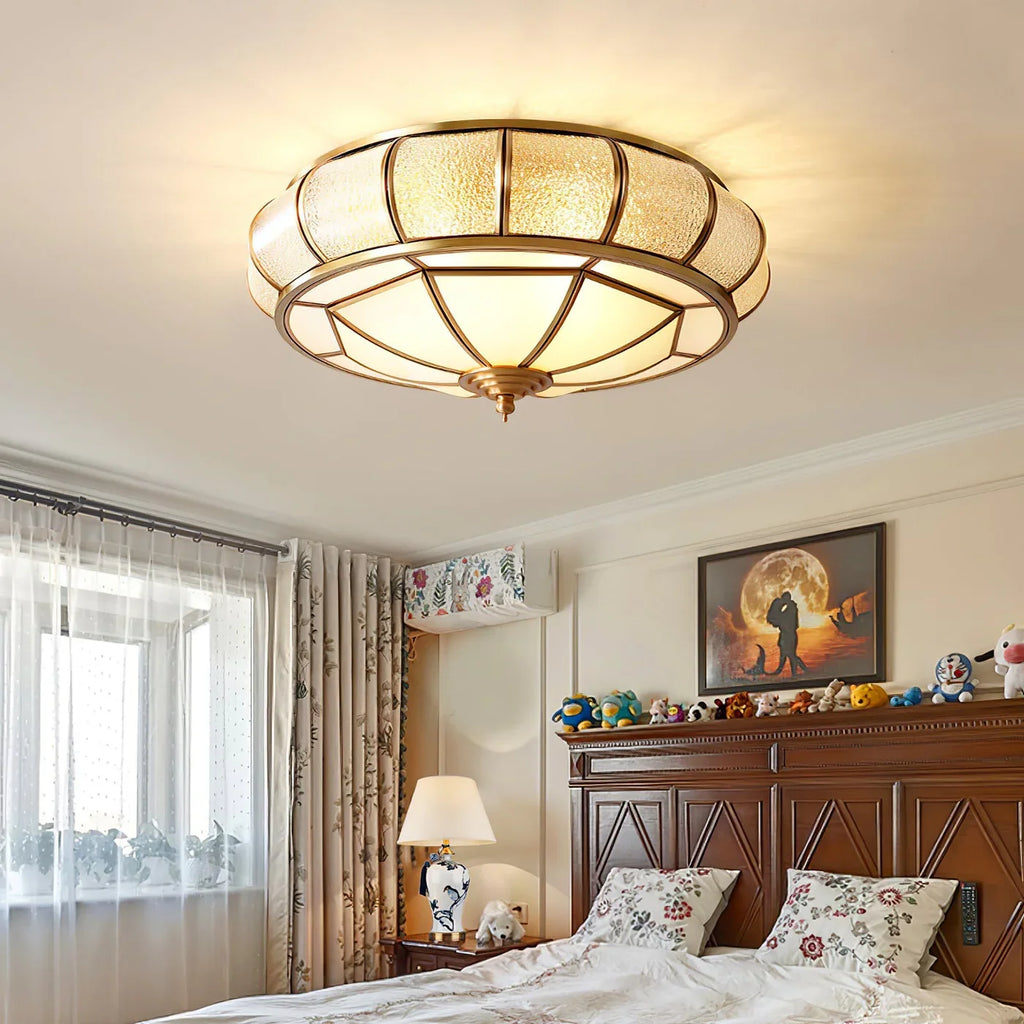 Classic Retro Style Ceiling Lamp with Glass and Brass