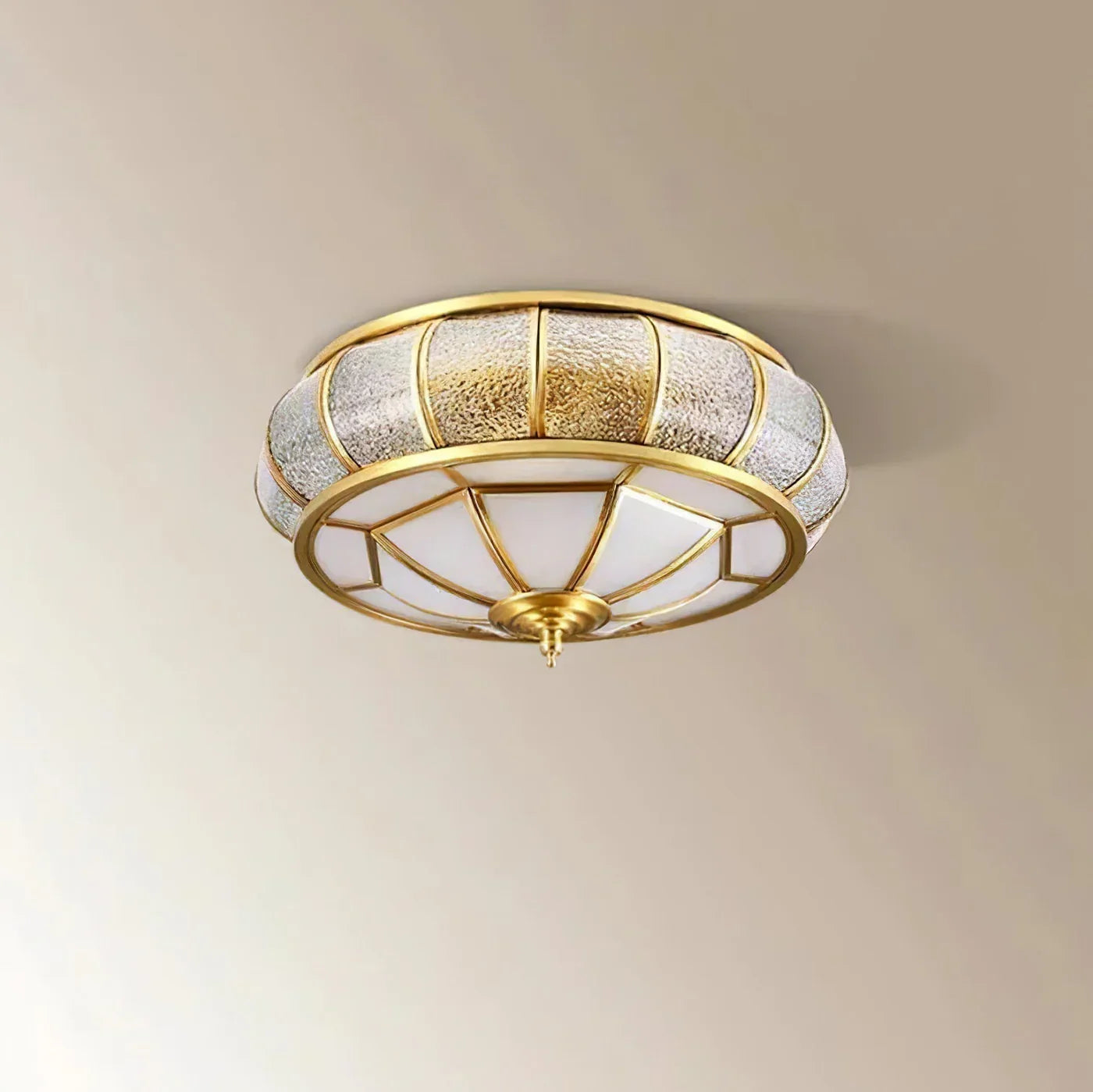 Classic Retro Style Ceiling Lamp with Glass and Brass