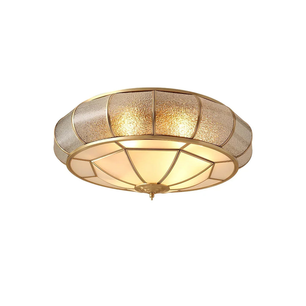 Classic Retro Style Ceiling Lamp with Glass and Brass