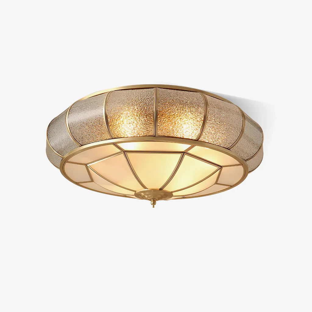Classic Retro Style Ceiling Lamp with Glass and Brass