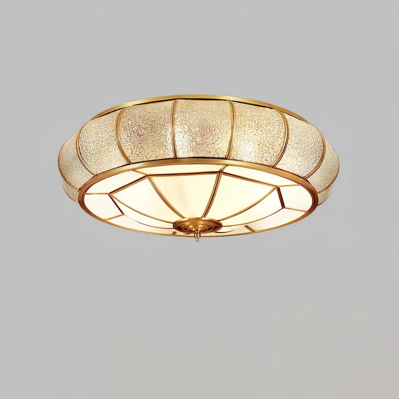 Classic Retro Style Ceiling Lamp with Glass and Brass