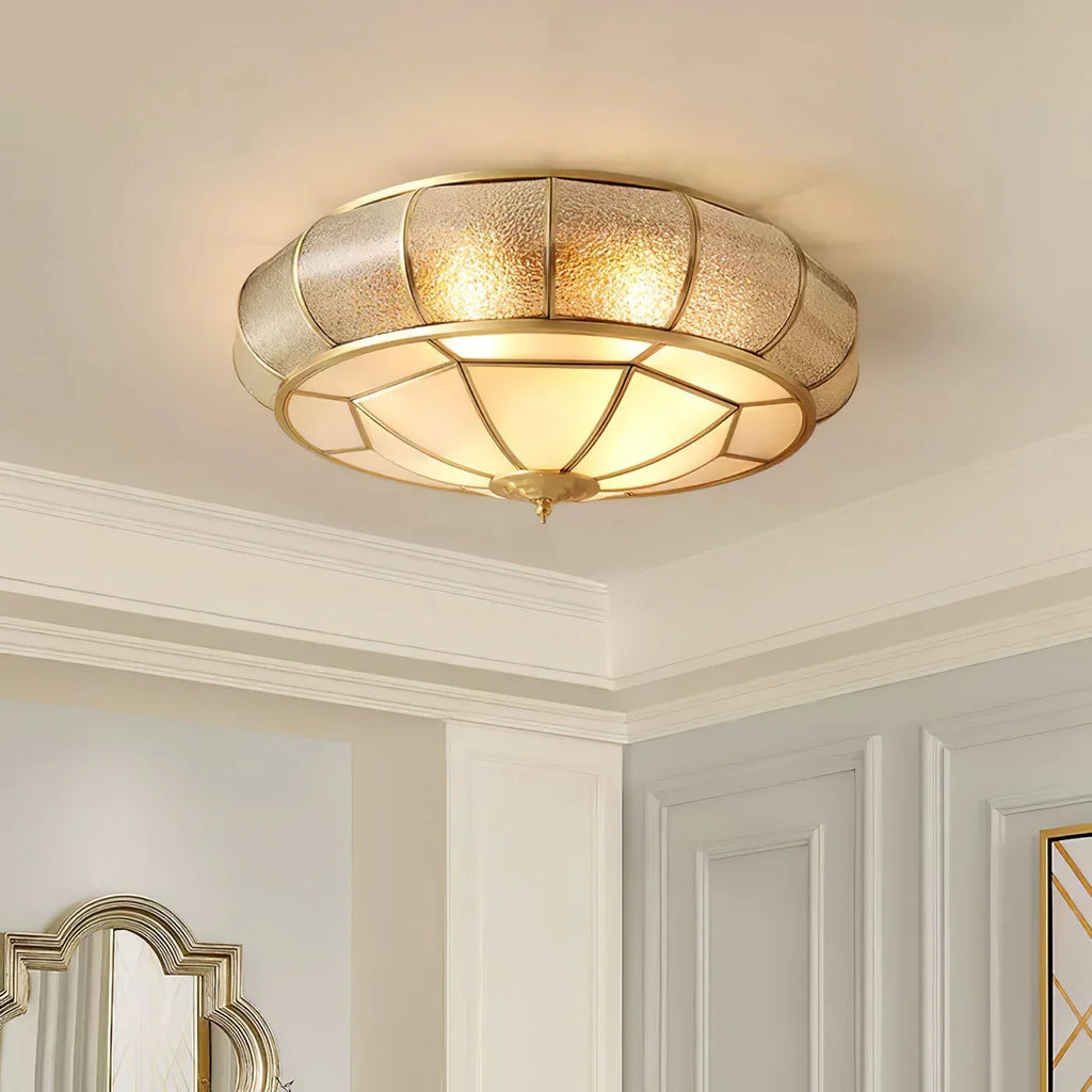 Classic Retro Style Ceiling Lamp with Glass and Brass