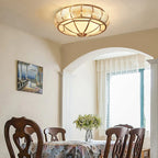 Classic Retro Style Ceiling Lamp with Glass and Brass