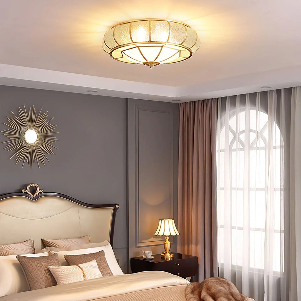Classic Retro Style Ceiling Lamp with Glass and Brass