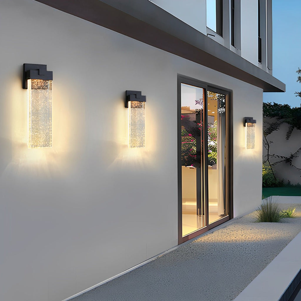 Rectangular Bubble Crystal Waterproof LED Modern Outdoor Wall Sconce