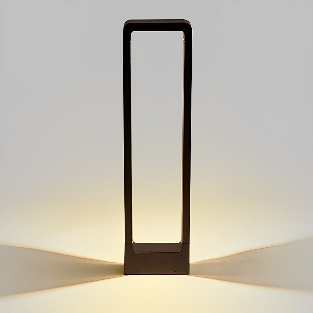 Rectangular Frame Waterproof LED Black Modern Bollard Fixtures Post Lamp