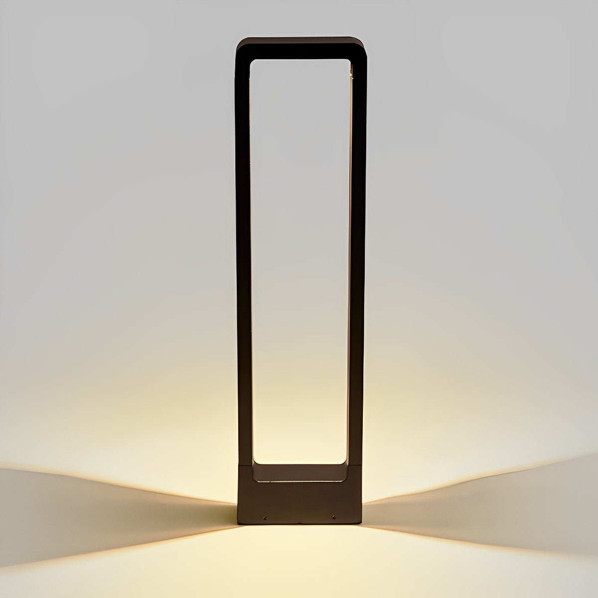 Rectangular Frame Waterproof LED Black Modern Bollard Fixtures Post Lamp