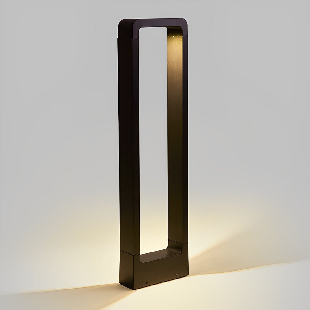 Rectangular Frame Waterproof LED Black Modern Bollard Fixtures Post Lamp