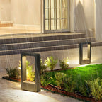 Rectangular Frame Waterproof LED Black Modern Bollard Fixtures Post Lamp