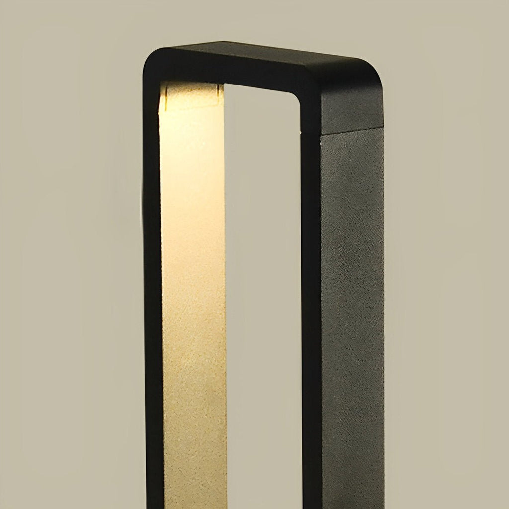 Rectangular Frame Waterproof LED Black Modern Bollard Fixtures Post Lamp