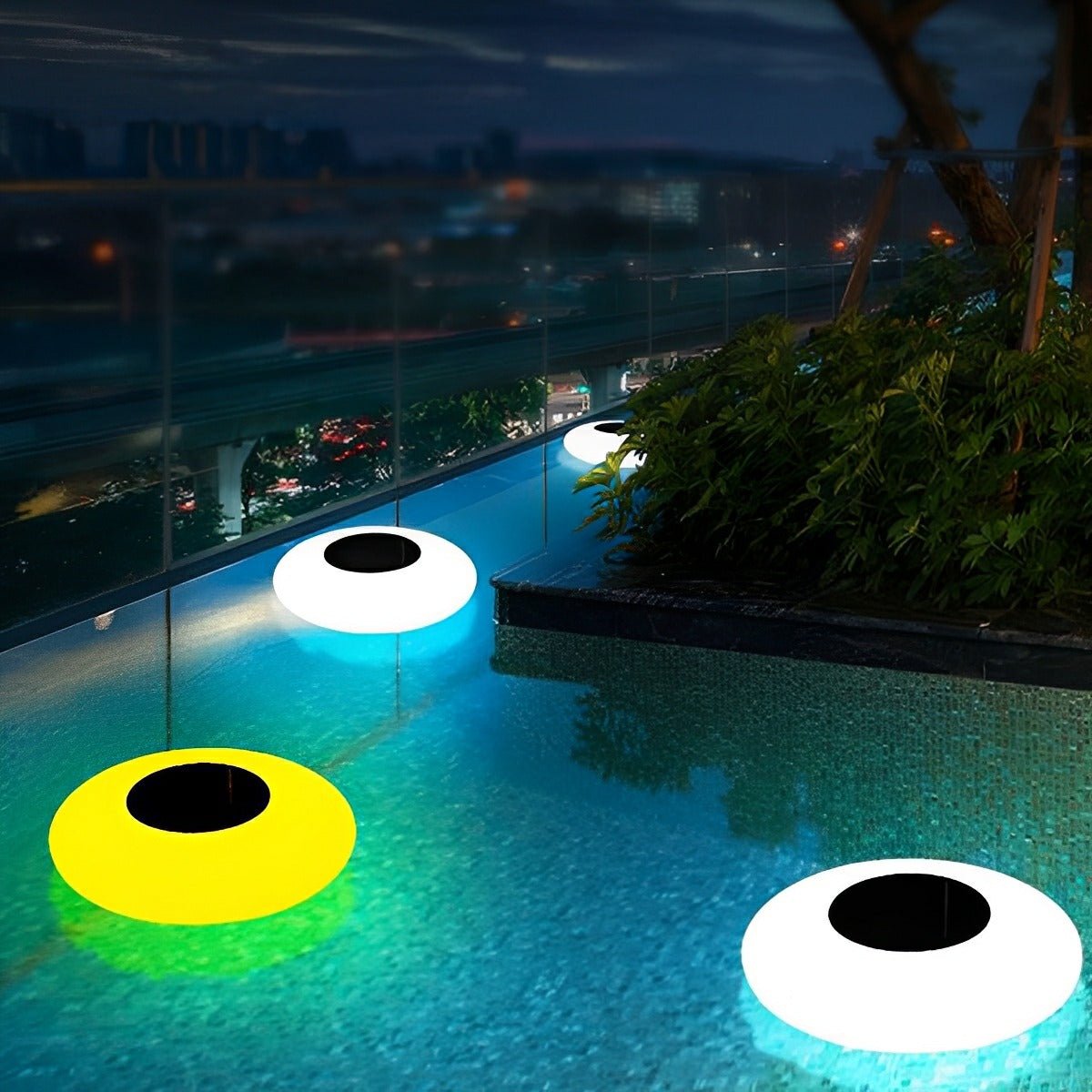 Round Colourful RGB LED Waterproof Solar Modern Outdoor Lights Pool Lights Water Floating Light Pond Lamp