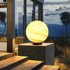Round Glass Planets Design Waterproof Modern Outdoor Fence Post Lights Column Lighting