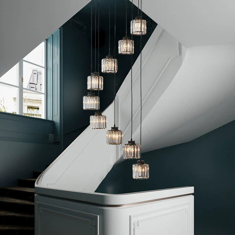 Glass Long Chandelier for Stairs and Hall
