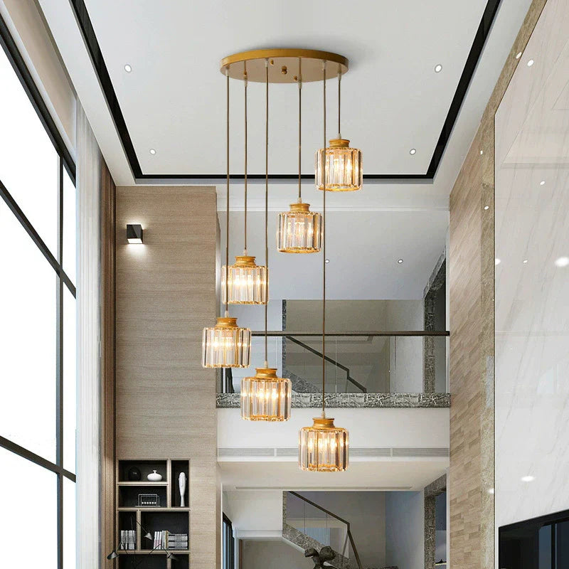 Glass Long Chandelier for Stairs and Hall