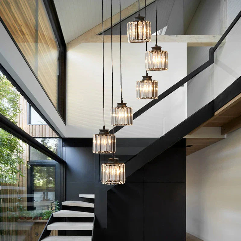 Glass Long Chandelier for Stairs and Hall