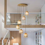 Glass Long Chandelier for Stairs and Hall