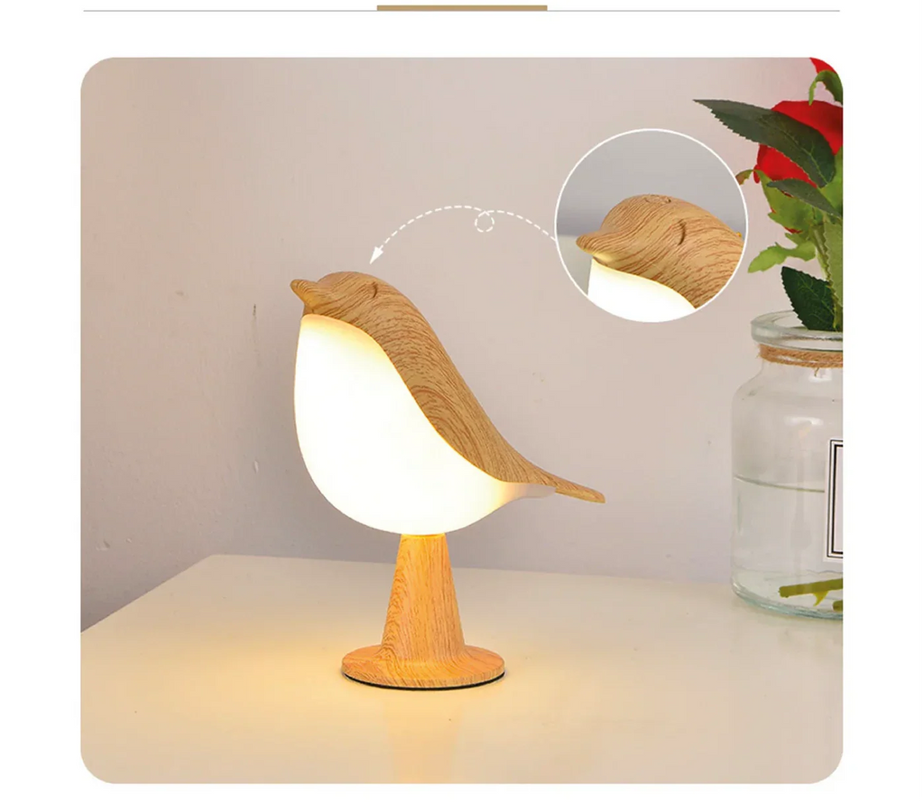 LED Night Lamp Bird – Decorative Table Lamp with Wood Effect