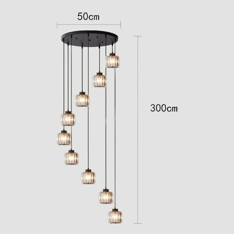 Glass Long Chandelier for Stairs and Hall