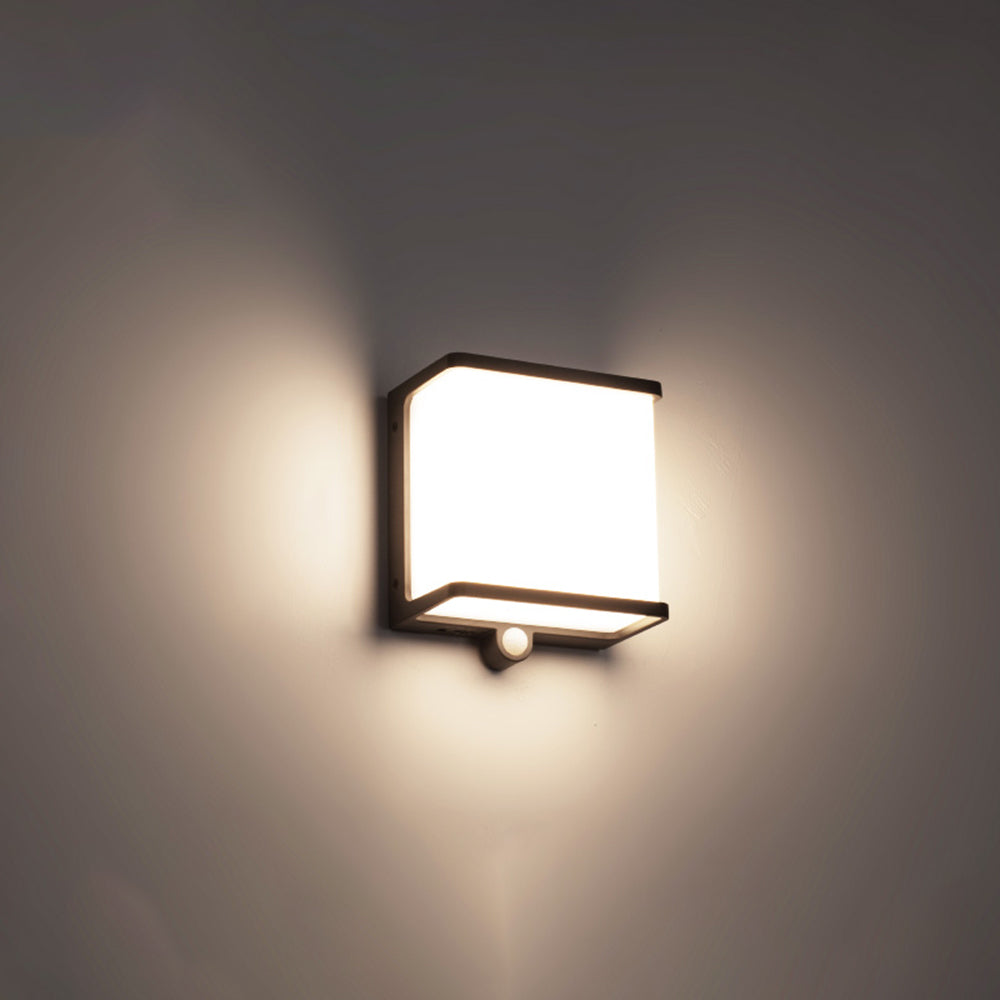 Modern Minimalist Rectangular Acrylic Sensor Solar Waterproof Outdoor Wall Light