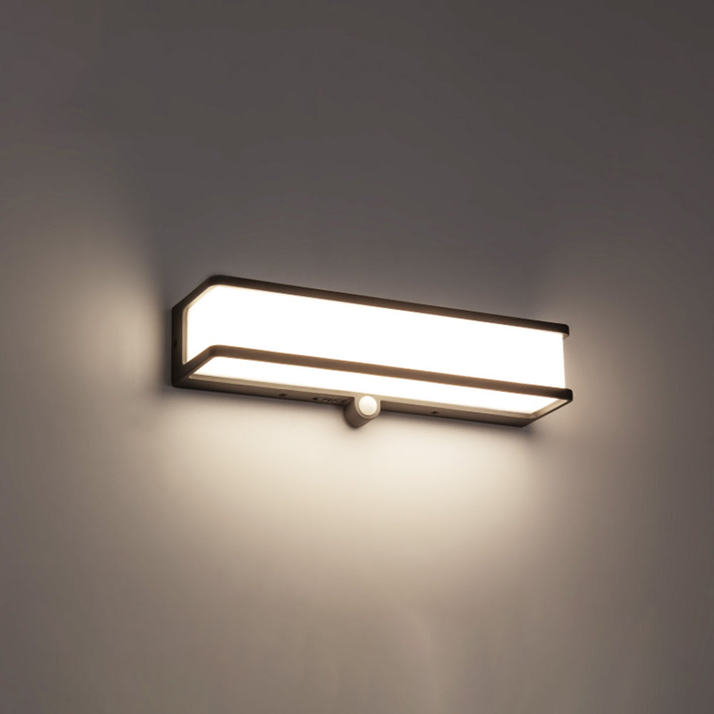 Modern Minimalist Rectangular Acrylic Sensor Solar Waterproof Outdoor Wall Light