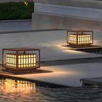 Square LED Waterproof Brown Modern Outdoor Deck Post Lights Pillar Light Column