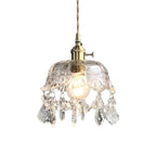 Retro Glass Pendant Lamp with Crystal and Brass Finish