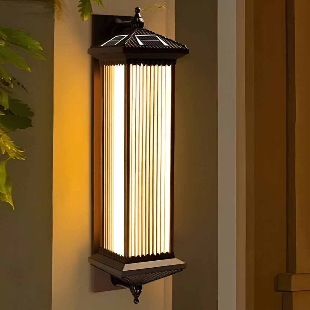 Waterproof Retro Striped Glass Solar Wall Lights
